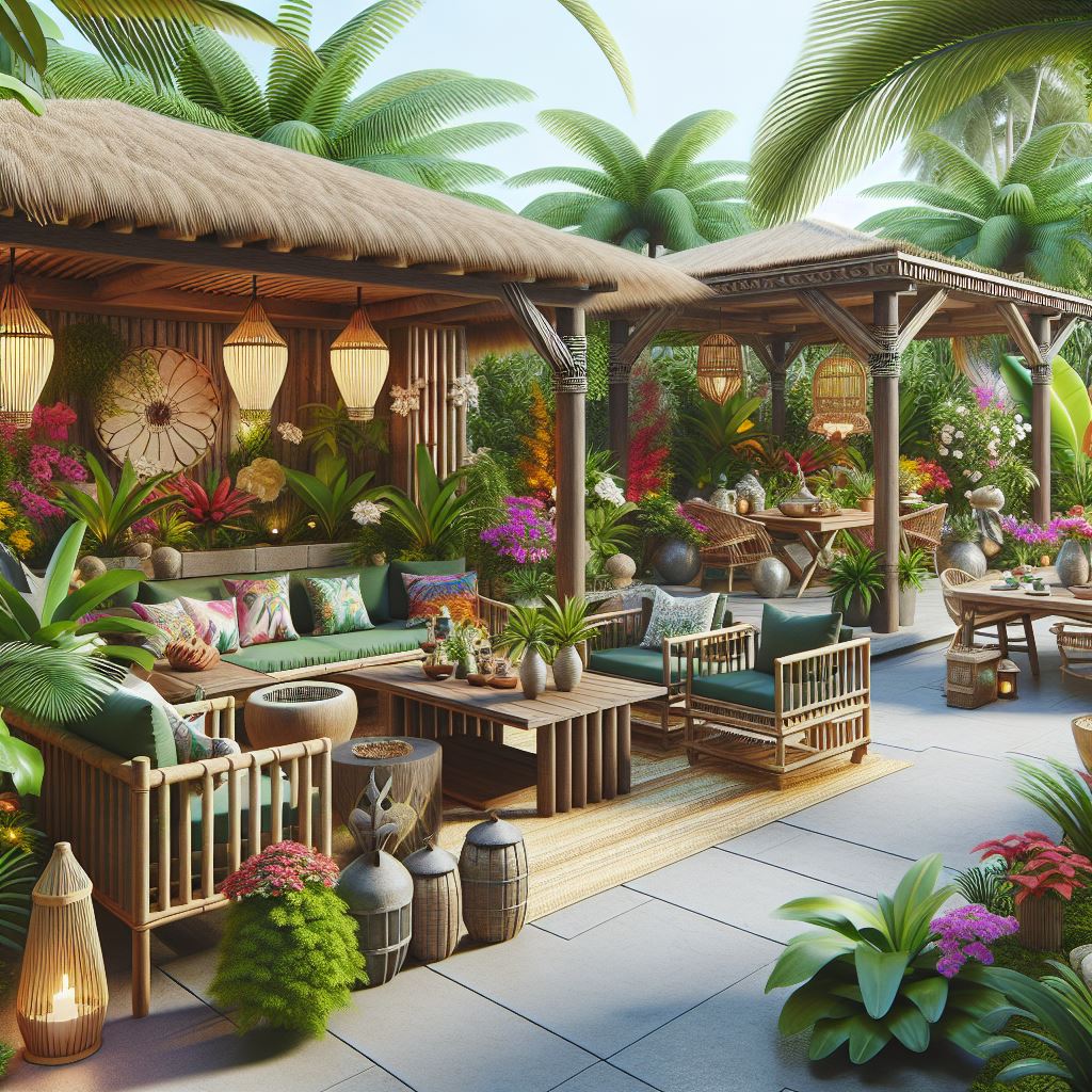 Tropical Style Terrace & Outdoor space